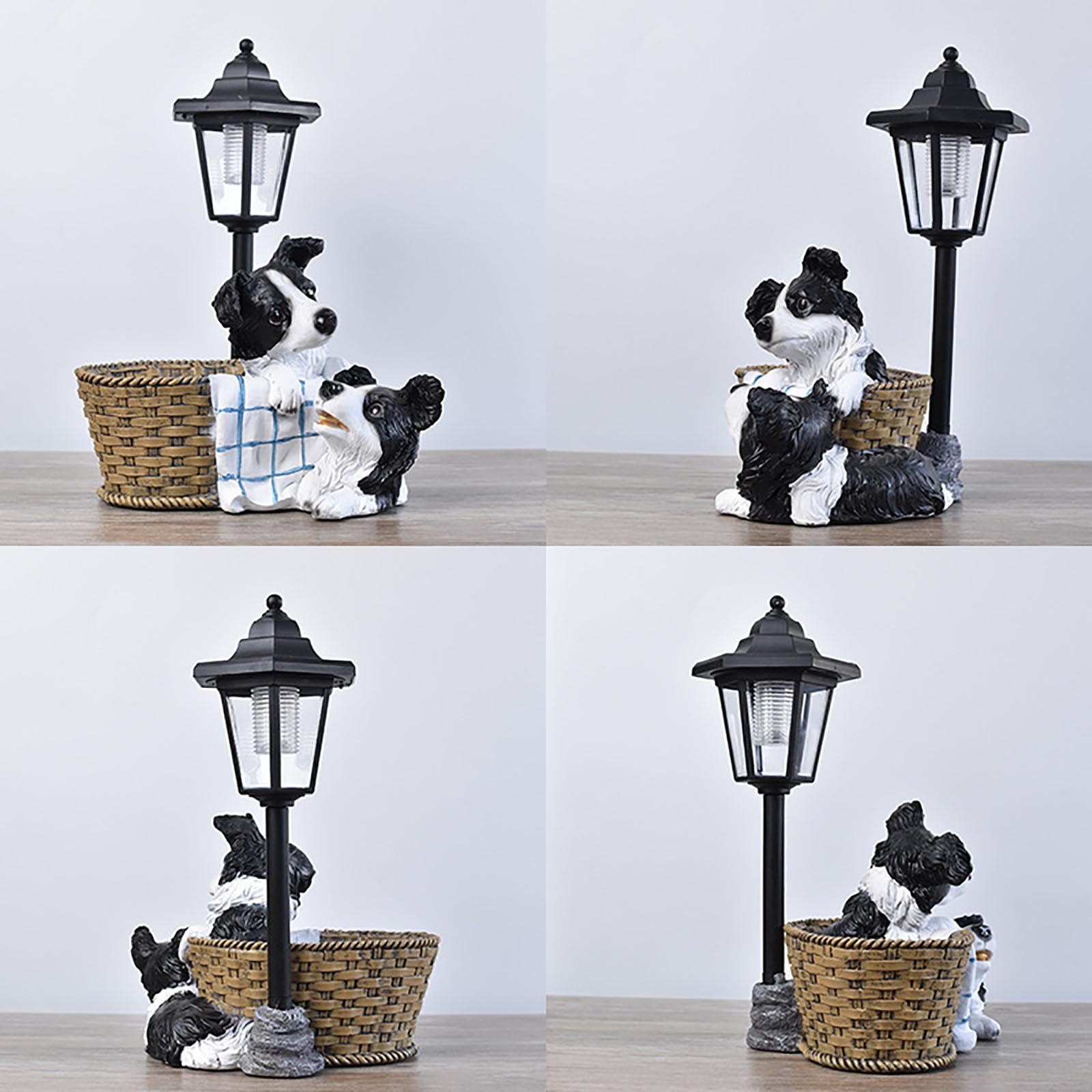 Darzheoy Outdoor Dogs Statues Solar Sculptures with Solar Lights and Flowerpot Funny Garden Decor Animal Figurines Resin Outdoor Statues for Patio Yard Lawn Balcony Gifts