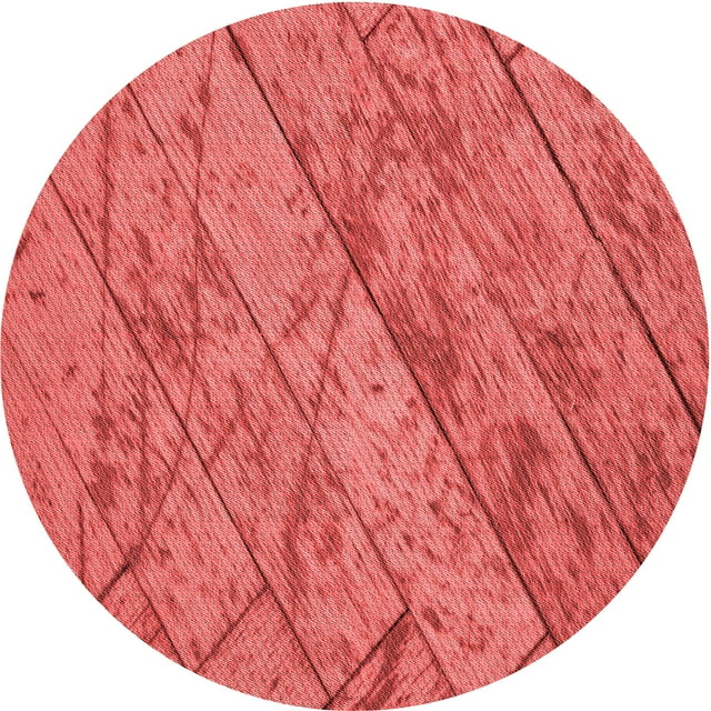 Ahgly Company Tapis Rond Lavable en Machine Intérieur Transitionnel Rouge, 7 Pieds Rond