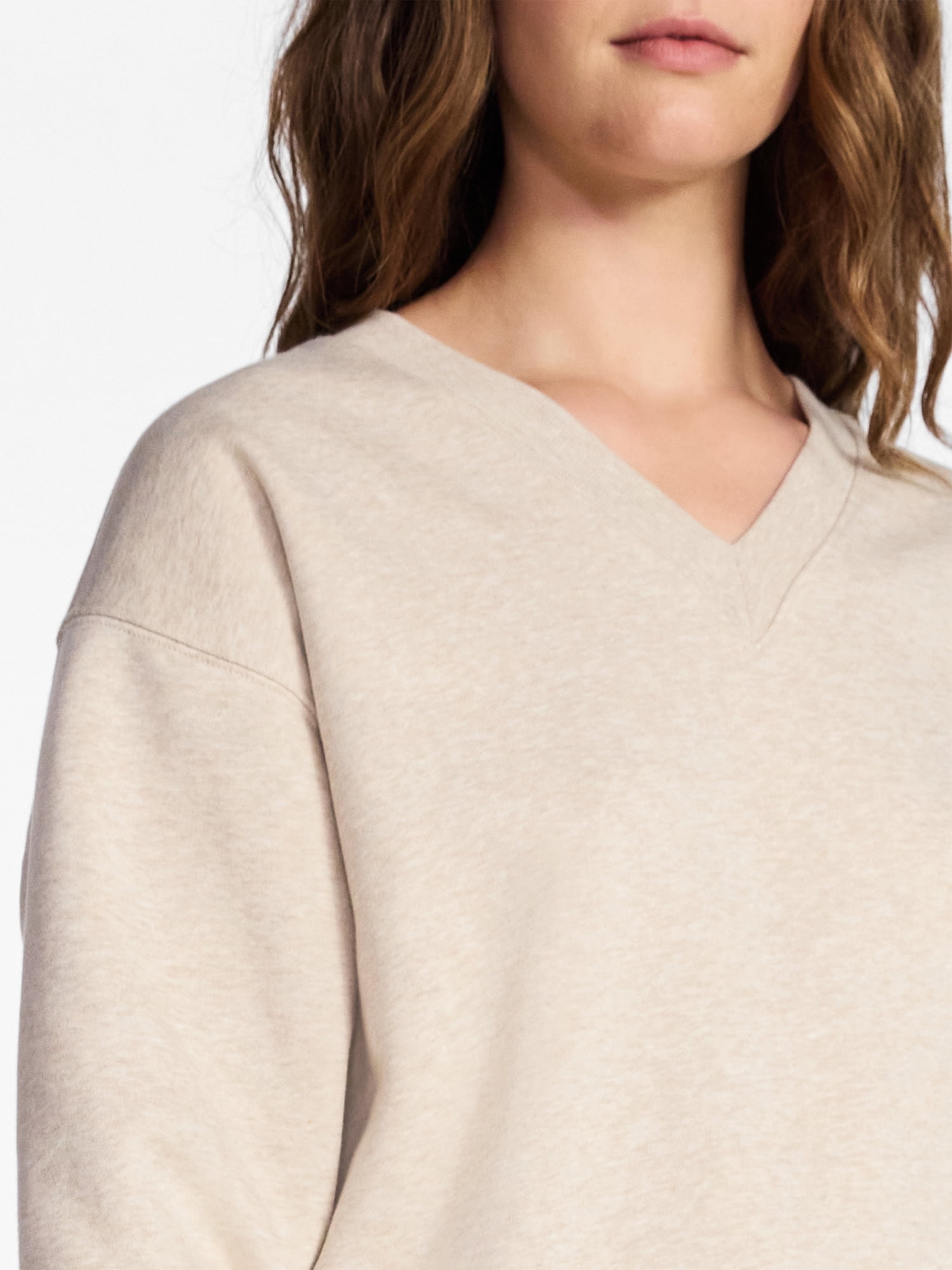 Time and Tru Women's and Women's Plus V-Neck Sweatshirt and Pants Set, 2-Piece, Sizes XS-4X
