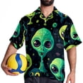thumbnail image 4 of Alien Men's Casual Hawaiian Button Down Short Sleeve Summer Beach Printed Shirt, 4 of 6