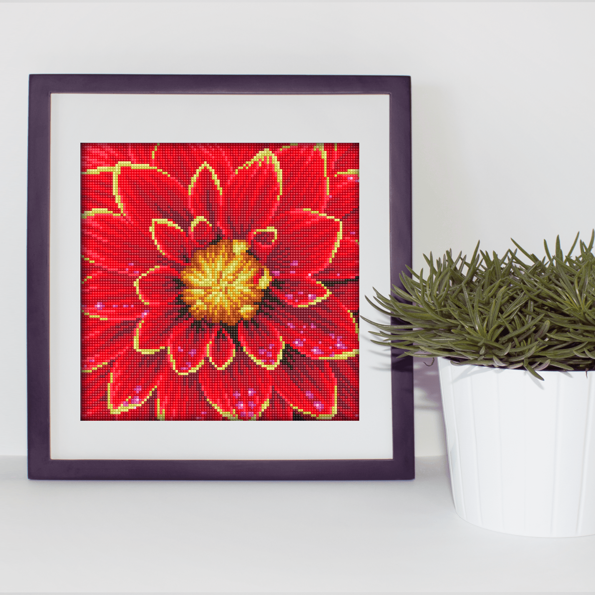 Diamond Dotz Dahlia with Frame Flower Diamond Painting Kits for Adults - Diamond Art Kits a Relaxing Creative Craft Kit with Dotz Gems 12"x12"