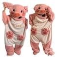 thumbnail image 2 of Cute Cartoon Pajamas for Women Men Pig Onesie Adult Coral Fleece Plush Sleepwear Warm Loungewear with 3D Ears Piggy Pink M, 2 of 5