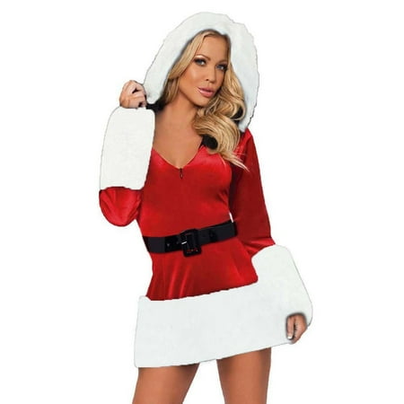 

Women s Lingerie Underwear Nightgown Sleepwear Christmas Plush Hooded Deep V Teddy Close-Fitting Camisole Mini Bodysuit Woman Comfort Pajamas Women Fashion Garment