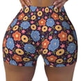 thumbnail image 2 of Lsque Leaves Flower Pattern High Waisted Biker Shorts for Women-Tummy Control Fitness Athletic Workout Running Yoga Gym Shorts,Moisture-Wicking-Small, 2 of 9