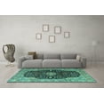 thumbnail image 3 of Ahgly Company Machine Washable Indoor Rectangle Medallion Turquoise Blue Traditional Area Rugs, 8' x 10', 3 of 4