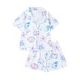 thumbnail image 2 of Einccm Girls 2-Piece Pajama Set, Long Sleeve Top and Short Pants with Button-Down Collar and Cute Print, Soft Polyester Comfort Fit for Casual Daily Wear, Ages 4-7 Years, 2 of 9