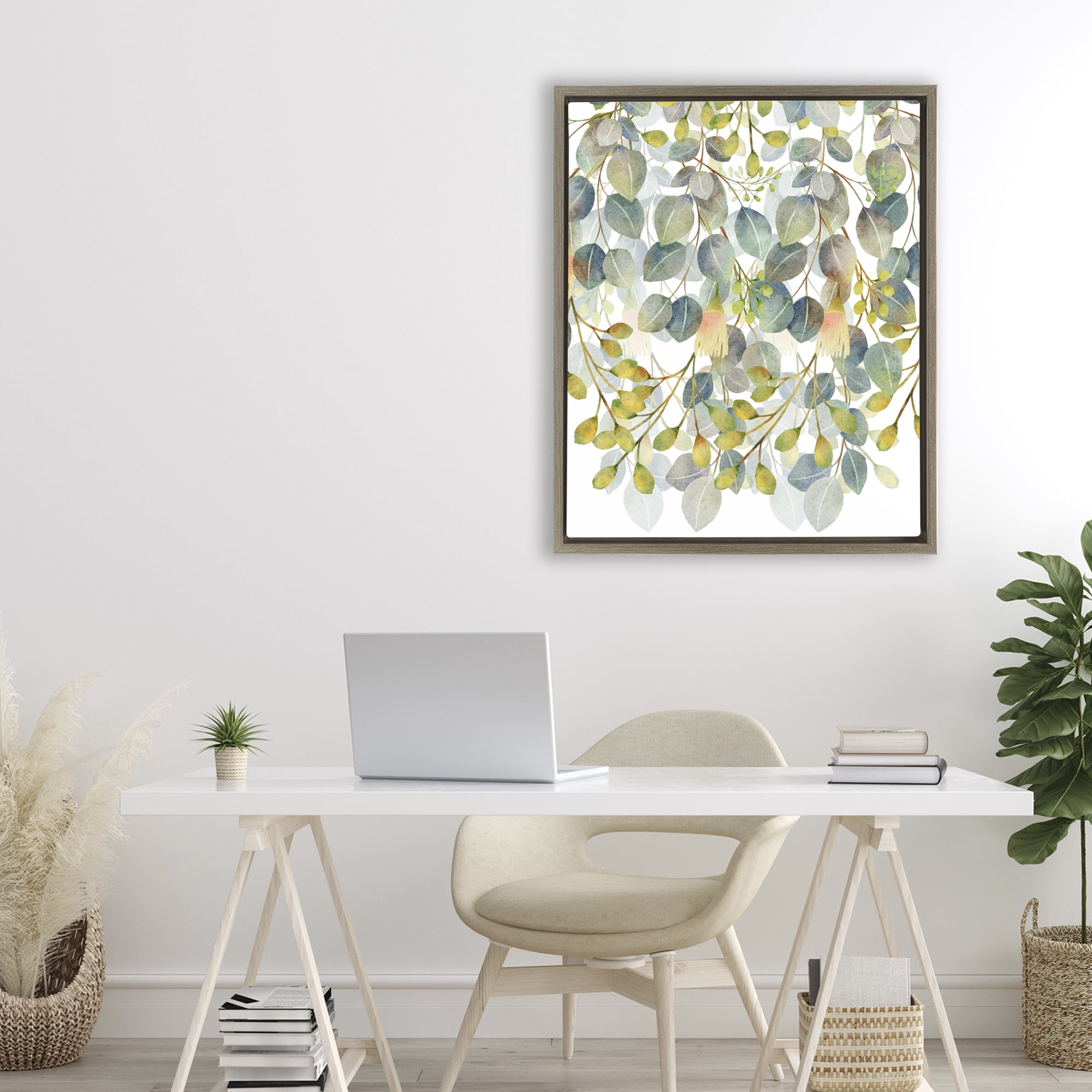 Stupell Industries Hanging Layered Botanicals Brown Framed Floater Canvas Wall Art, design by Marcus Prime