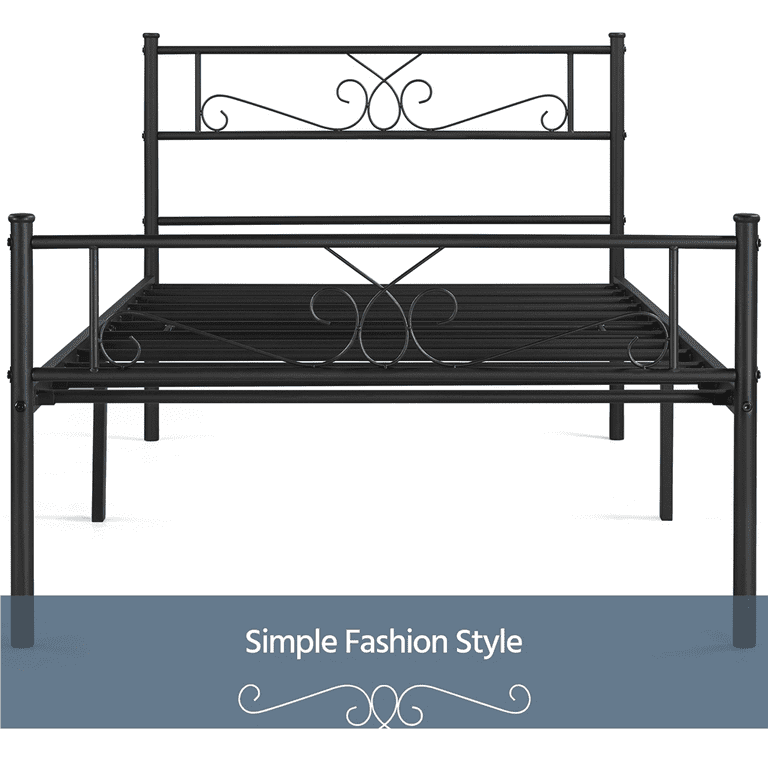 Easyfashion Modern Scroll Metal Platform Twin Bed, Black