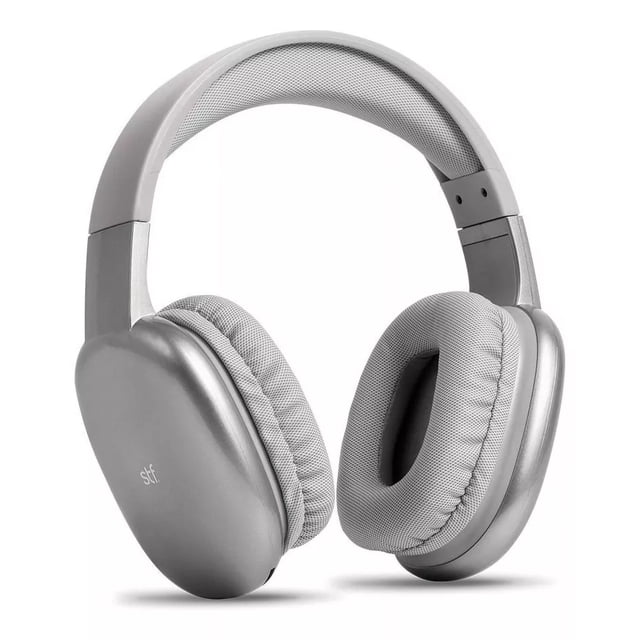 Audífonos Inalámbricos Diadema Compatible Con Micrófono Aurum Stf Color Gris