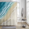 thumbnail image 4 of Abstracts Sandy Beach Shower Curtains for Bathroom, Teal Blue Beige Gradient Ocean Wave Washable Fabric Shower Curtain with Hooks Waterproof Bathroom Decor Sets, 72 x 72 Inches, 4 of 9