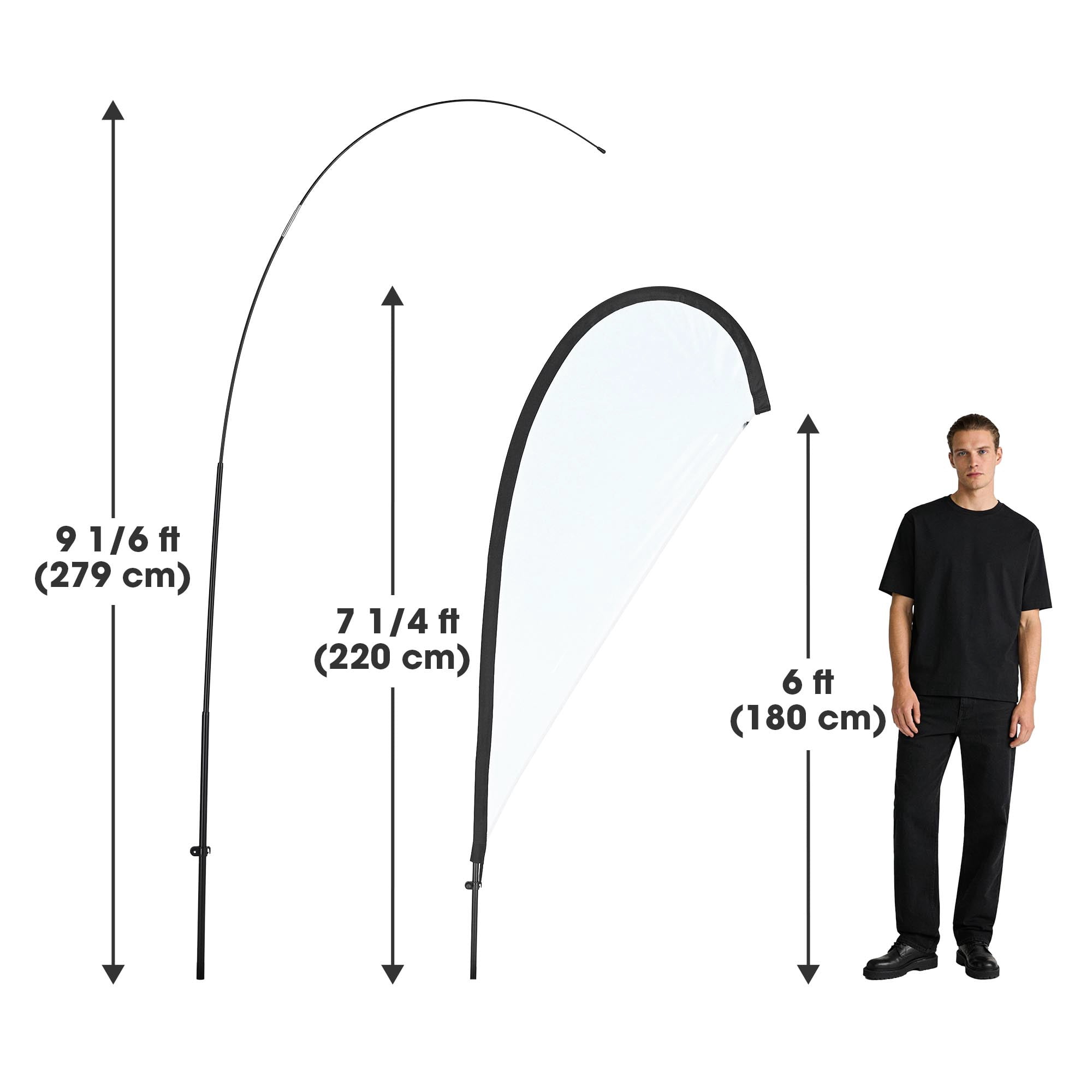 InstaHibit 10 Pack 9ft Teardrop Feather Flag Pole Kit with 20inch Ground Spike