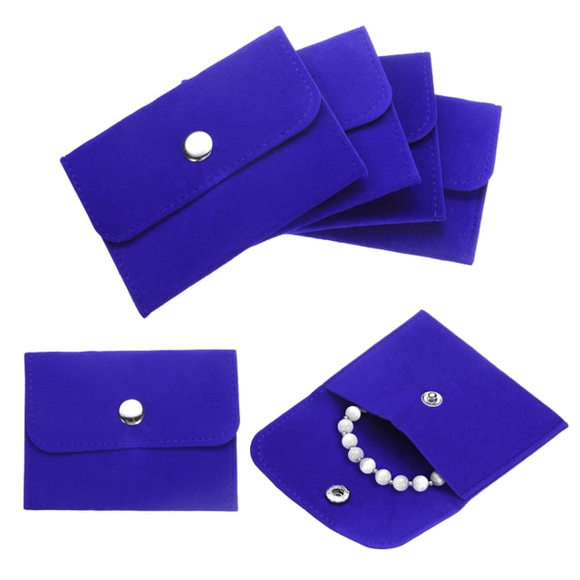 Uxcell 6 Pcs Bolsas de Joyería de Terciopelo con Botón a Presión 3x3.9 Pulgadas, Azul