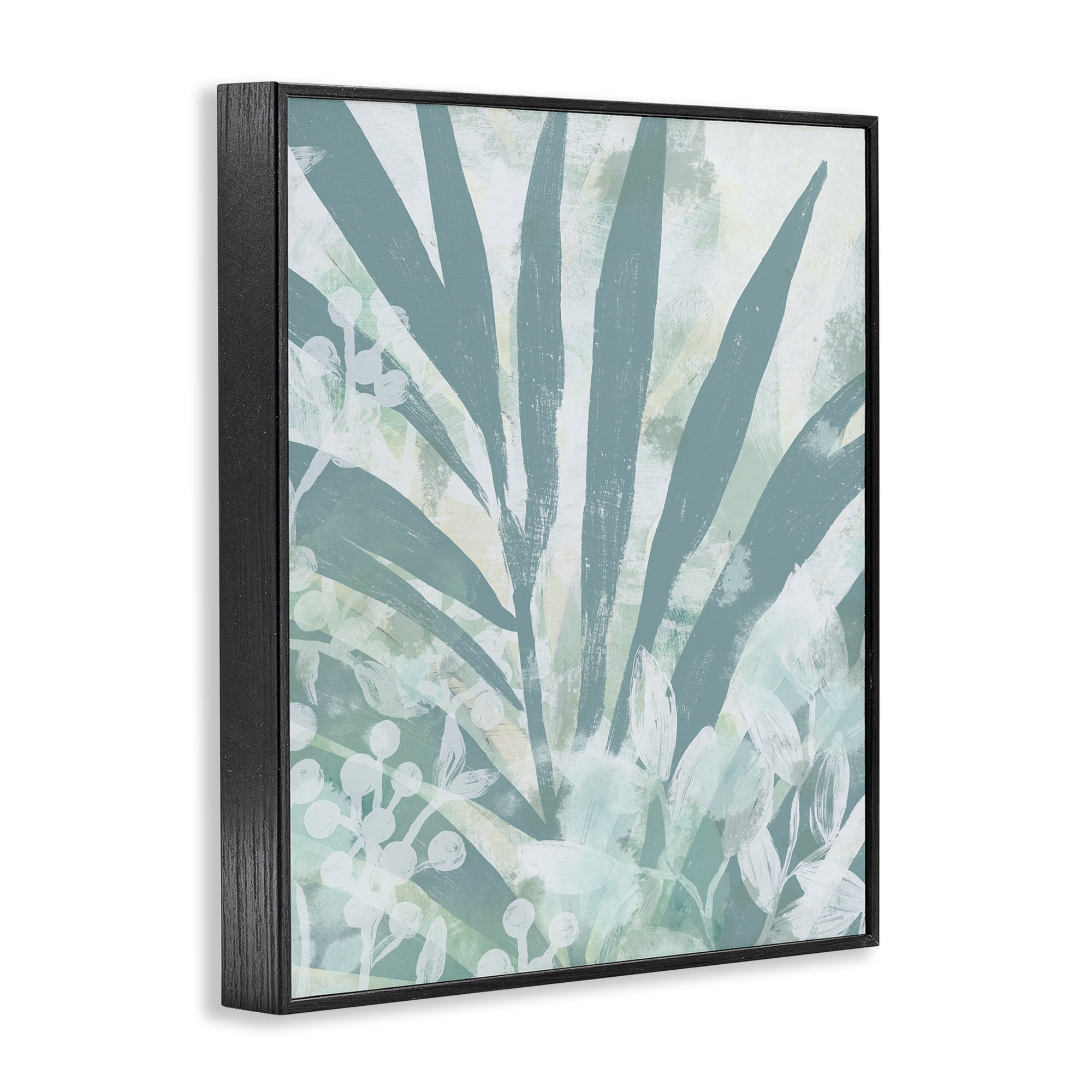 Stupell Industries Palm Frond Splatter Botanical & Floral Painting Black Framed Art Print Wall Art, 11 x 14