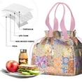 thumbnail image 4 of Pioneer Flower Drawstring Lunch Bag Women - Drawstring Lunch Bag Insulated for Work Office - Stain-Resistant Large Lunchbags for Women with Multi-Pockets, 4 of 6