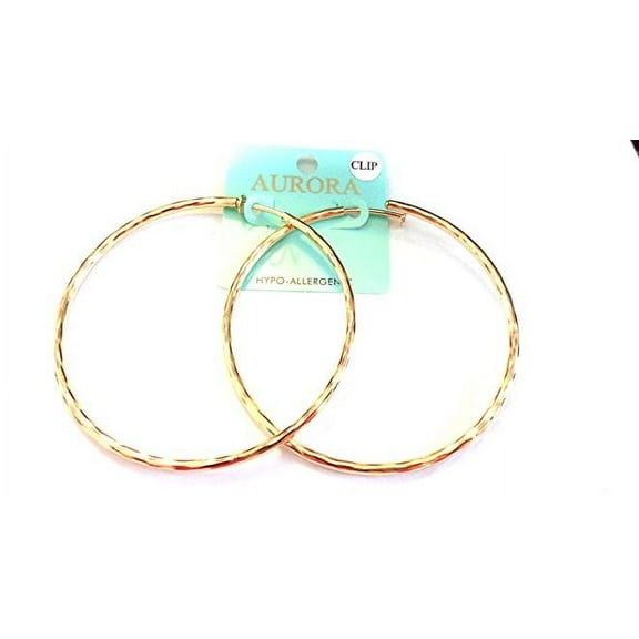 Clip on Earrings Hypoallergenic Hoop Earrings 3 Inch Gold Tone Hoop Earrings