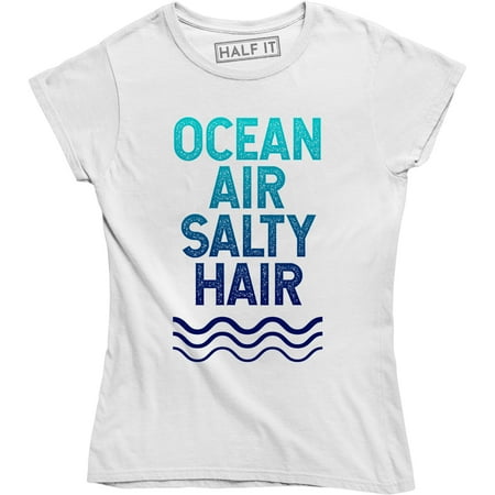 Ocean Air Salty Hair Seaside Sand Beach Fashion Funny Slogan Women T-Shirt