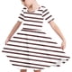 thumbnail image 1 of Odeerbi Niñas de Verano Vestido de Línea A Rayas Vestido de Columpio Vestido Elástico de Manga Corta Para Niños, 1 of 7