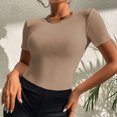 thumbnail image 2 of Blusa superior sexy de manga corta sólida con cuello redondo de verano para mujer con estilo OAVQHLG3B Store lin121212, 2 of 5