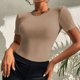 thumbnail image 2 of Blusa superior sexy de manga corta sólida con cuello redondo de verano para mujer con estilo OAVQHLG3B Store lin121212, 2 of 5