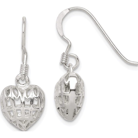 Sterling Silver Heart Dangle Earrings (25.8 X 10.3) Made In Thailand qe14585