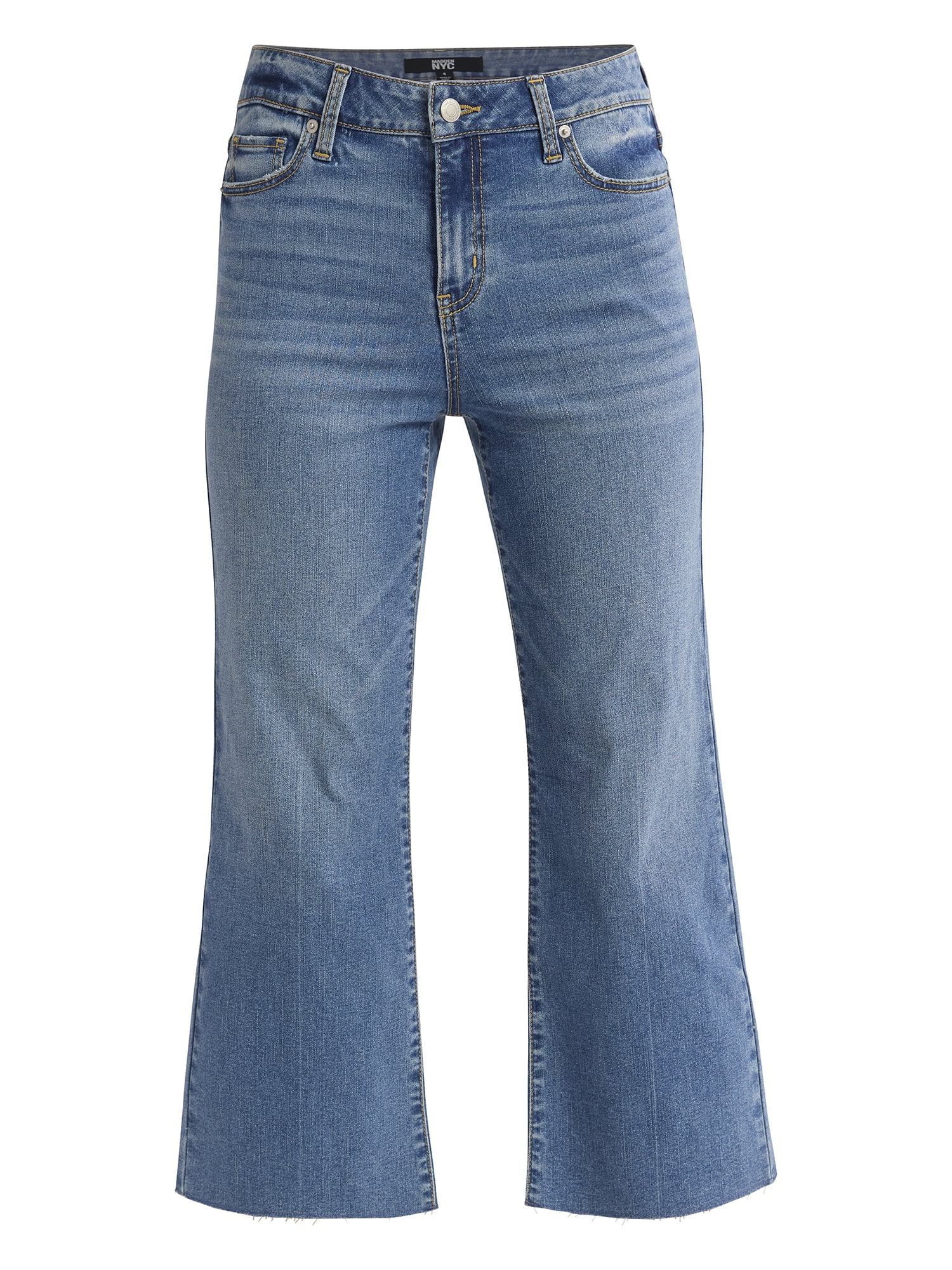 Time and Tru Women's Cropped Flare Jeans with Raw Hem, 26” Inseam, Sizes 2-20