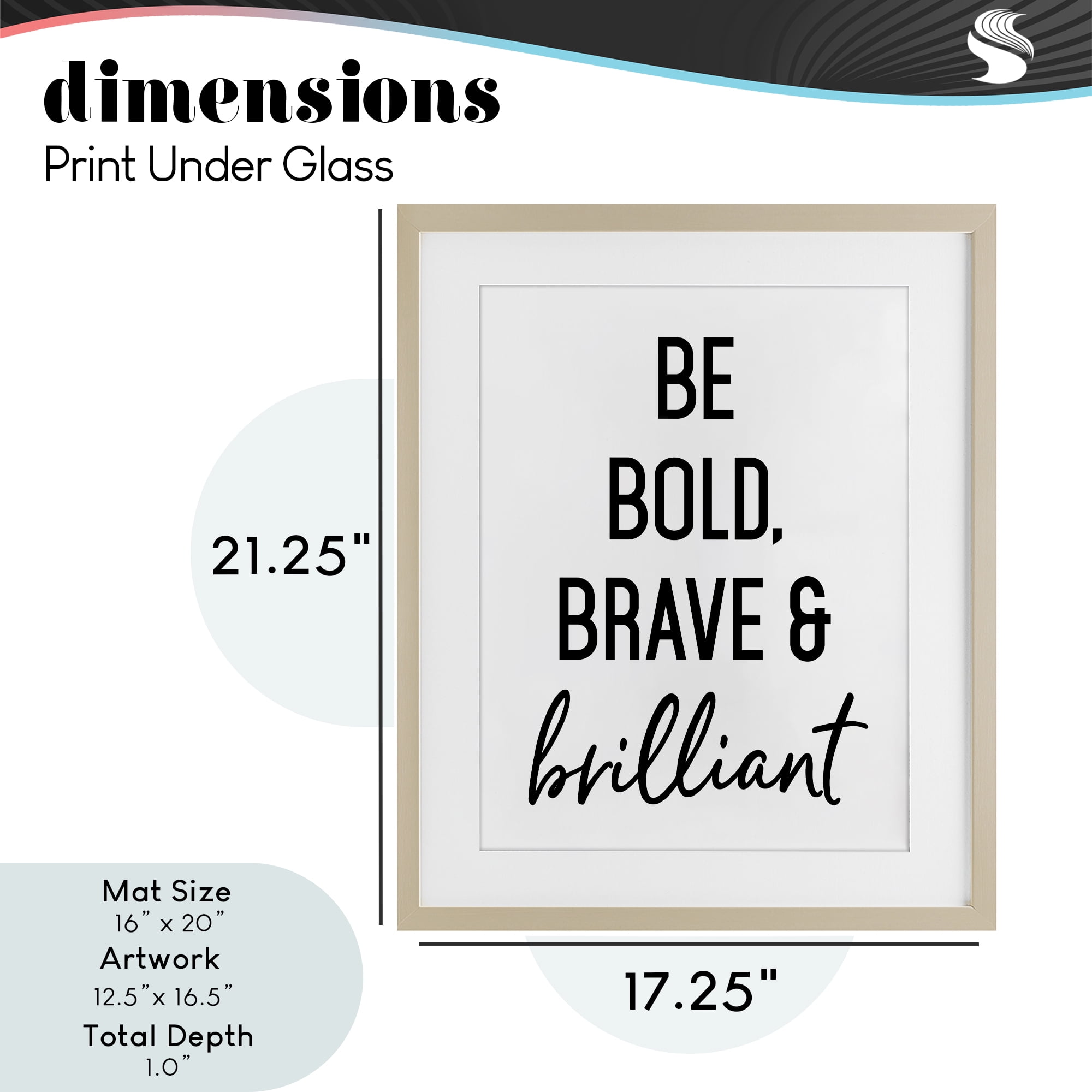 Bold Brave & Brilliant Birch Framed Print Under Glass, design by Lettered and Lined