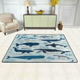 thumbnail image 2 of SKYSONIC 72x48in Cut Whales Area Rug, Undersea Seashell Blue Non-Slip Floor Carpet for Indoor Living Dining Room and Bedroom Area, 2 of 7