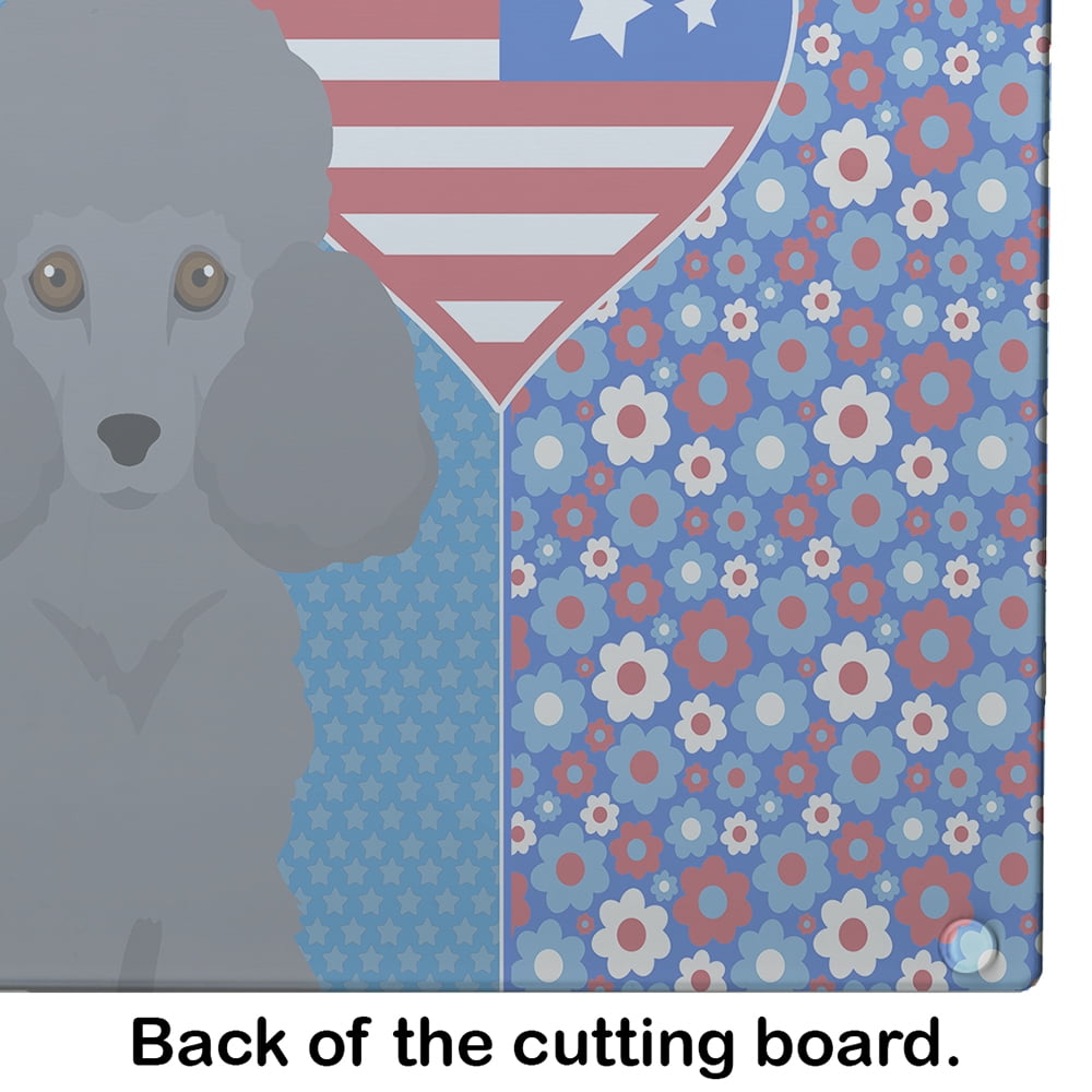 Toy Grey Poodle Glass Cutting Board Large 12 in x 15 in