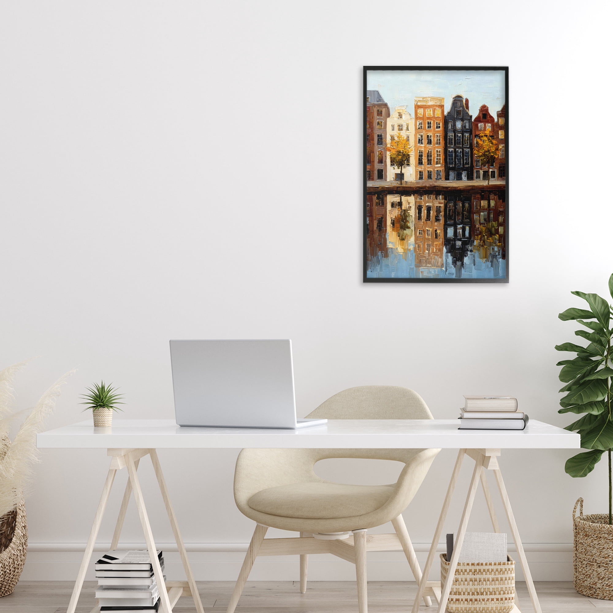 Stupell Industries City Reflection over Canal Black Framed Giclee Art, design by Petal Prints Design
