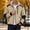 Khaki, variant on No Hood Men Fleece Jacket Sherpa Lined Zipper Jackets Stand Colla Thick Elbow Patch Colorblock Long Sleeve Coat
