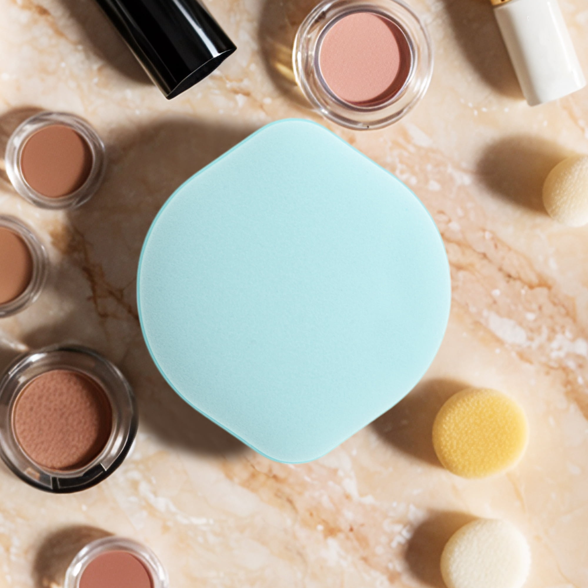 Unique Bargains 5 Pcs Gourd Shape Face Makeup Sponge for Travel Light Blue