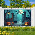 thumbnail image 2 of Halloween Theme Decorative Banner Spooky Atmosphere Jack o Lanterns Gate Design for Outdoor Decorating Holiday Party Night, 2 of 5