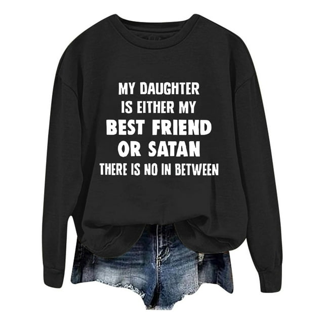 WEAIXIMIUNG Sweatshirts pour Femmes Sans Capuche Fermeture Éclair devant Mode Décontractée Couleur Unie Manches Longues Imprimé Lettre Col Rond Hoodie