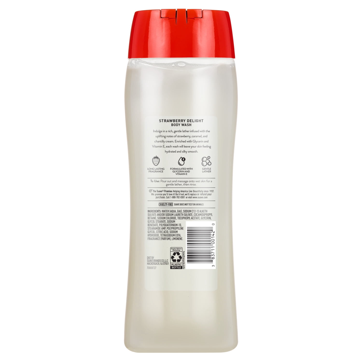 Suave Strawberry Delight Uplifting Body Wash, with Glycerin & Vitamin E, 18 FL OZ