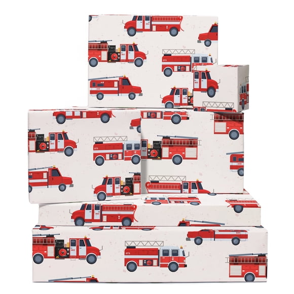 Papel de regalo CENTRAL 23 para niños, 6 hojas, para camión de bomberos