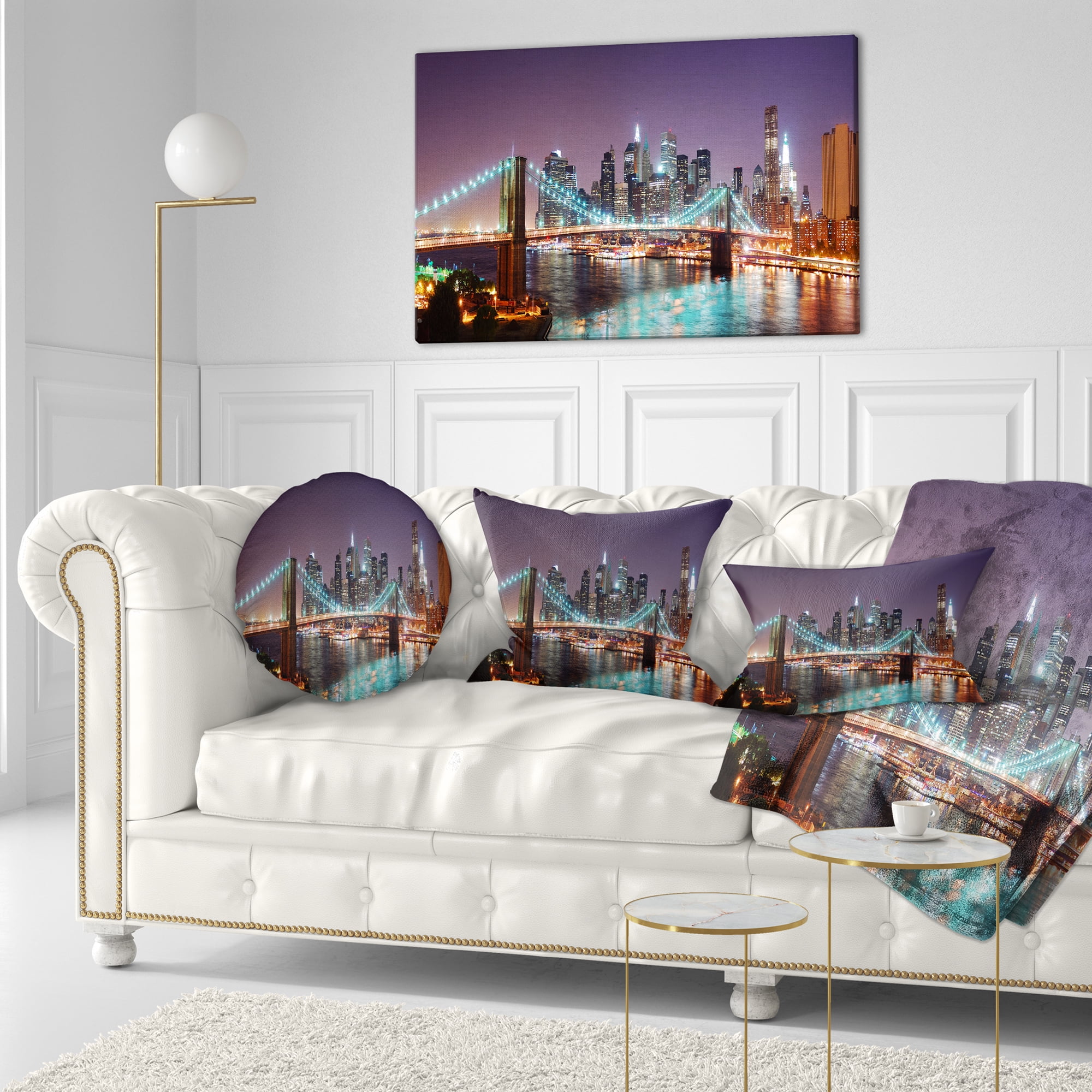 Designart Hudson River Panoramic View - Landscape Photography Throw Pillow - 12x20
