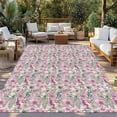 thumbnail image 2 of Vintage Pink Flower Outdoor Rug for Patio/Deck/Porch, Non-Slip Large Area Rug 5 x 7 Ft, Spring Floral Leaves Pastoral Birds Plants Indoor Outdoor Rugs Washable Area Rugs, Camping Rug Carpet Runner, 2 of 8