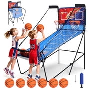 iYofe Basketball Arcade Game Indoor, Arcade Basketball Hoop 8 Game Modes, Electronic Basketball Shooting Machine, Foldable Frame, 6 Balls, Air Pump, Led Scoreboard, for Youth and Adults