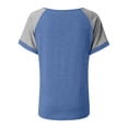 thumbnail image 5 of Women's Short Raglan Sleeve T-Shirts Casual Color Block Tops Blue M, 5 of 5
