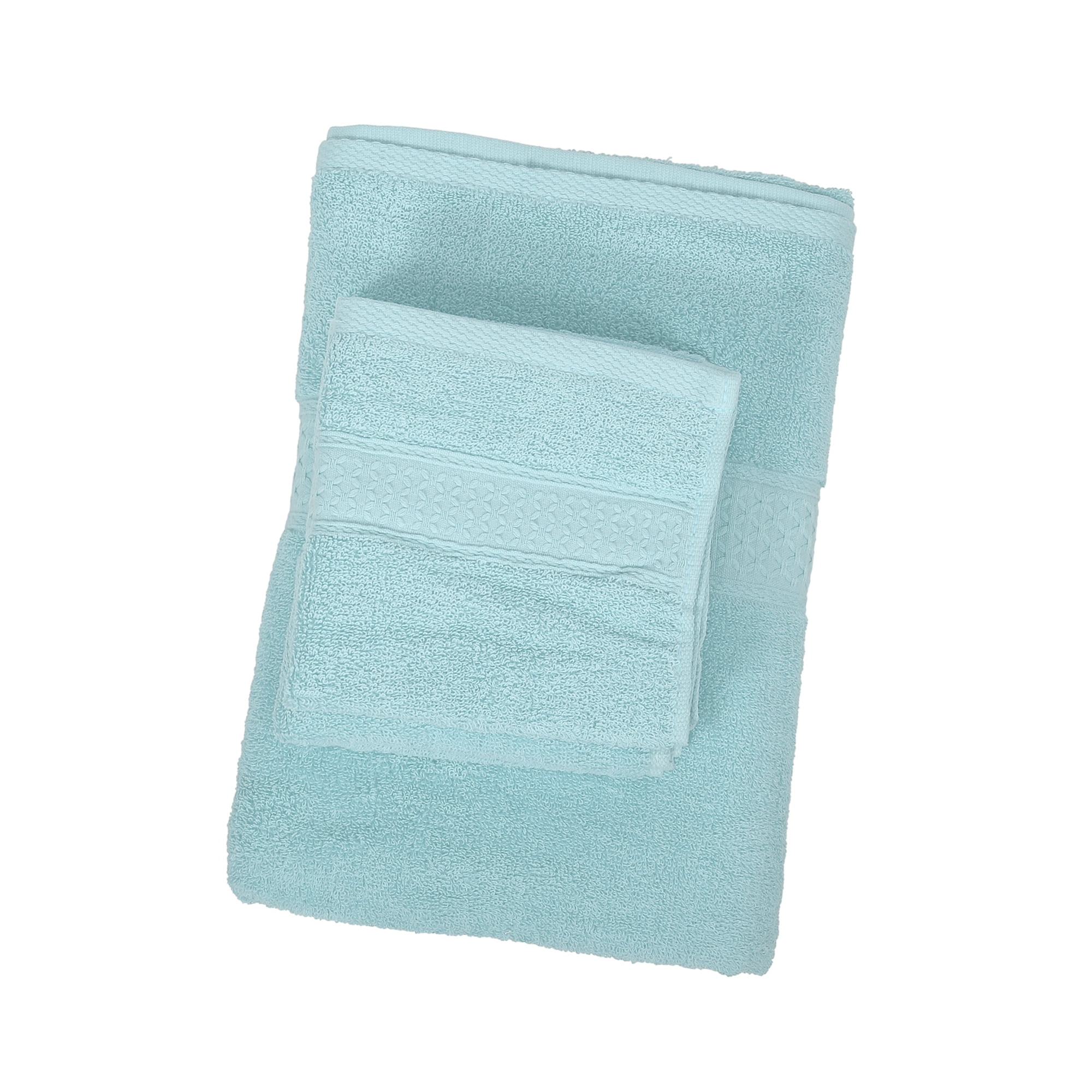 Unique Bargains 3 Pcs Cotton Bath Towel Plain Soft Absorbent Cotton Cyan