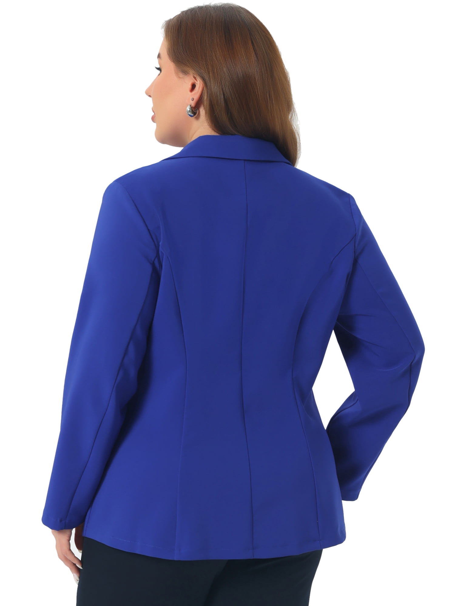 DARING DIVA Women's Plus Size Lapel Button Business Casual Suit Jacket 2X Royal Blue