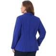 thumbnail image 4 of DARING DIVA Women's Plus Button Down Notched Lapel Office Jackets Blazer Royal Blue 4X, 4 of 6