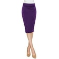 thumbnail image 4 of Made by Johnny Women's Elastic Waist Stretch Bodycon Midi Pencil Skirt Below Knee M EGGPLANT, 4 of 6