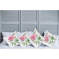 thumbnail image 2 of Ambesonne Nature Throw Pillow Cover 4 Pack, Vintage Peony, 20", Pink White Green, 2 of 7