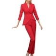 thumbnail image 2 of Womens 2 Piece Suit Lady 1 Button Business Work Slim Fit Jacket Pants Set Womens Tuxedo Suit Weavers Pants Women Jumpsuit Dressy Interview Pants Suits for Women Womens Dressy Rompers And Jumpsuits, 2 of 8