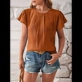 thumbnail image 4 of Blusa Tipo Túnica Holgada Informal Elegante de Verano para Mujer, con Cuello Plisado y Corta Marrón L, 4 of 10