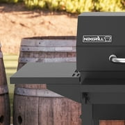 Nexgrill 22 Barrel Charcoal Grill with Side Shelf, 550 SQ In Cooking Space, Adjustable Chimney, Air Dampers, Temperature Gauge, Warming Rack, Smoker Grill for Camping, Picnics, and More - 810-0025