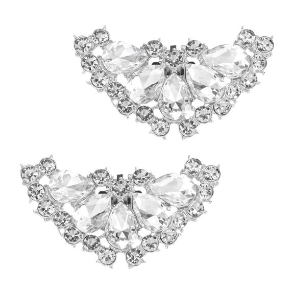 Uxcell 2-Pack Decorative Rhinestone Shoe Clips, Zinc Alloy Removable Fashion Elegant Crystal Flower Shoe Clips Buckle [Silver Tone]