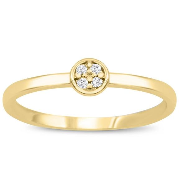 SuperJeweler 4 Diamond Promise Pave Ring in Yellow Gold for Women