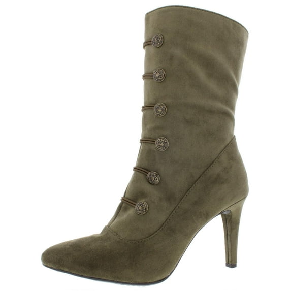 Rialto Womens Chung Faux Suede Pumps Mid-Calf Boots Green 8.5 Medium (B,M)